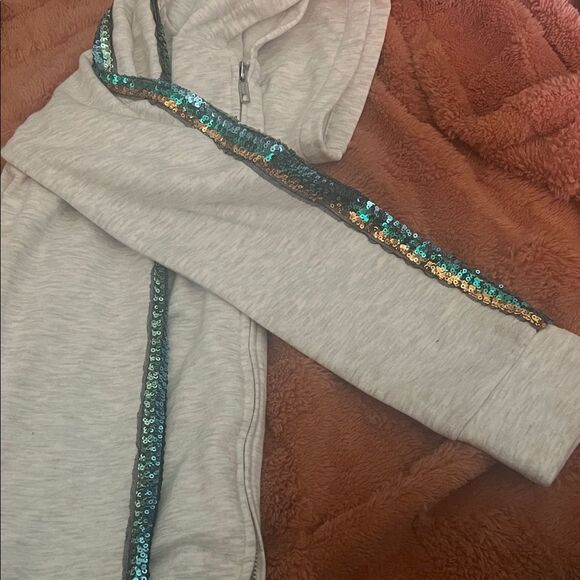 kidpik Light Gray Zip-Up Jacket with Sequin Detail - Picture 4 of 5